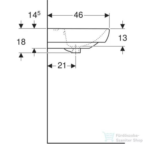 Geberit SELNOVA SQUARE 60x46 cm-es mosdó 1 csaplyukkal,fehér 500.300.01.7