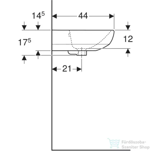 Geberit SELNOVA 55x44 cm-es mosdó csaplyuk nélkül,fehér 500.304.01.7