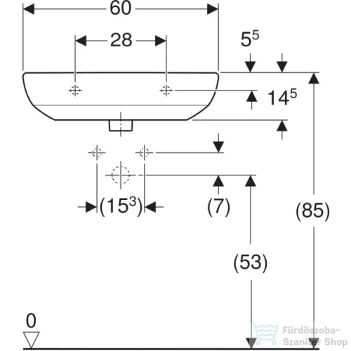 Geberit SELNOVA 60x48 cm-es mosdó 1 csaplyukkal,fehér 500.305.01.7