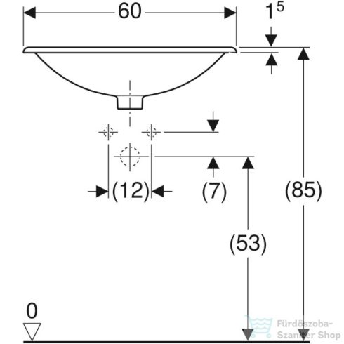 Geberit SELNOVA SQUARE 60x45 cm-es beépíthető mosdó,fehér 500.307.01.7
