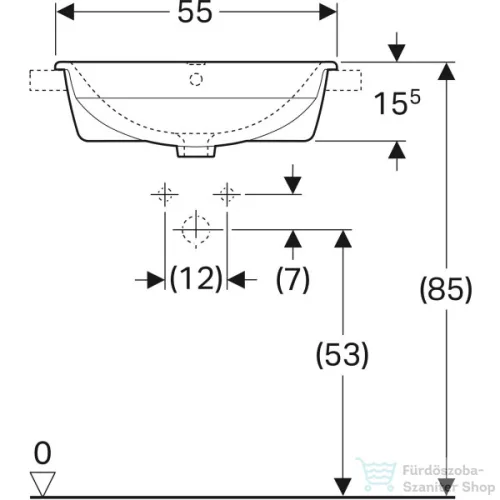 Geberit Selnova 55x44 cm-es félig beépíthető mosdó,fehér 500.311.01.7