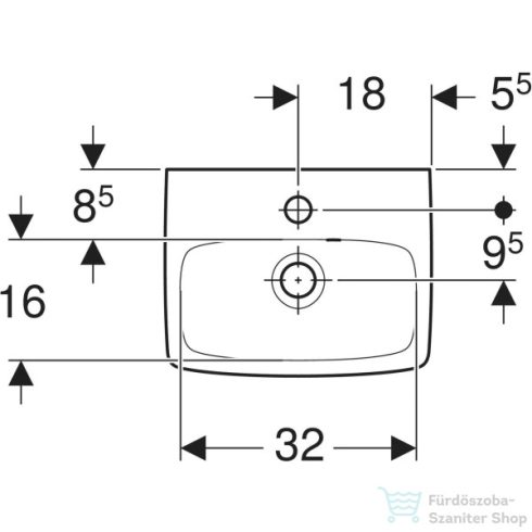 Geberit SELNOVA SQUARE 36x28 cm-es mosdó,fehér 500.316.01.7