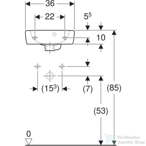 Geberit SELNOVA SQUARE 36x28 cm-es mosdó,fehér 500.316.01.7