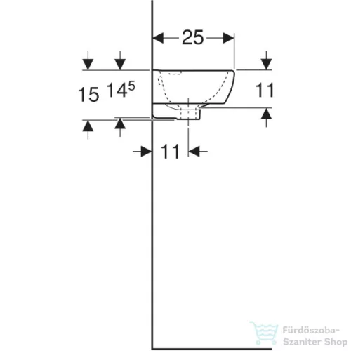 Geberit SELNOVA COMPACT 45x25 cm-es mosdó jobb oldali csaplyukkal,fehér 500.318.01.5