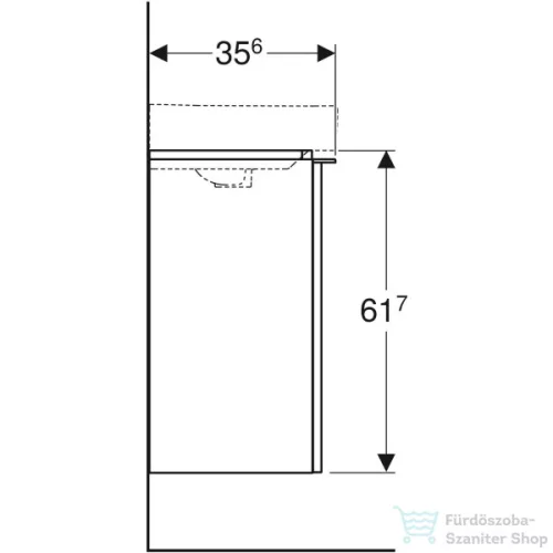 Geberit SMYLE SQUARE 44,2x35,6x61,7 cm-es 1 ajtós alsószekrény,balos,fényes fehér 500.351.00.1