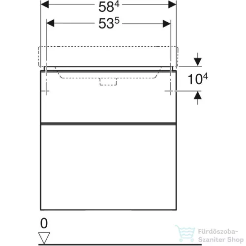 Geberit SMYLE SQUARE 58,4x47x61,7 cm-es 2 fiókos alsószekrény 500.229.01.1 mosdóhoz,fényes fehér 500.352.00.1