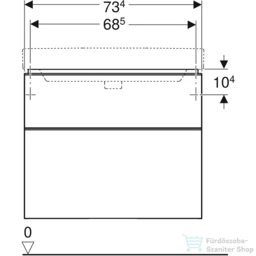 Geberit SMYLE SQUARE 73,4x47x61,7 cm-es 2 fiókos alsószekrény 500.249.01.1 mosdóhoz,fényes fehér 500.353.00.1