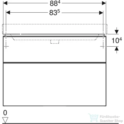 Geberit SMYLE SQUARE 88,4x47x61,7 cm-es 2 fiókos alsószekrény,matt láva 500.354.JK.1