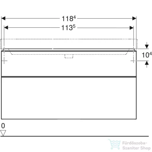 Geberit SMYLE SQUARE 118,4x47x61,7 cm-es 2 fiókos alsószekrény,fényes fehér 500.355.00.1