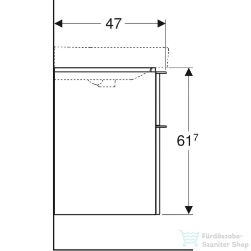 Geberit SMYLE SQUARE 118,4x47x61,7 cm-es 2 fiókos alsószekrény,fényes homokszürke 500.355.JL.1