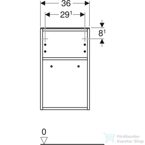 Geberit SMYLE SQUARE 36x29,9x60 cm-es nyitott oldalsó szekrény üveg takarólappal,fényes fehér 500.358.00.1