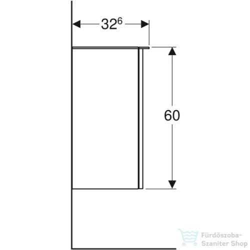 Geberit SMYLE SQUARE 36x32,6x60 cm-es 1 ajtós oldalsó szekrény,jobbos,fényes fehér 500.359.00.1