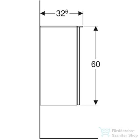 Geberit SMYLE SQUARE 36x32,6x60 cm-es 1 ajtós oldalsó szekrény,balos,fényes fehér 500.360.00.1