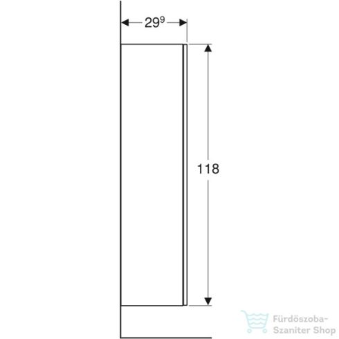 Geberit SMYLE SQUARE 36x29,9x118 cm-es 1 ajtós oldalsó félmagas szekrény,fényes fehér 500.361.00.1