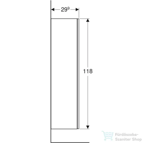 Geberit SMYLE SQUARE 36x29,9x118 cm-es 1 ajtós oldalsó félmagas szekrény,hikoridió 500.361.JR.1