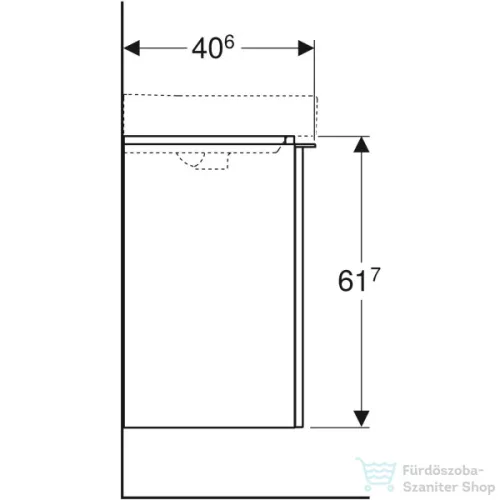 Geberit SMYLE SQUARE 49,2x40,6x61,7 cm-es 1 ajtós alsószekrény,balos,fényes fehér 500.364.00.1