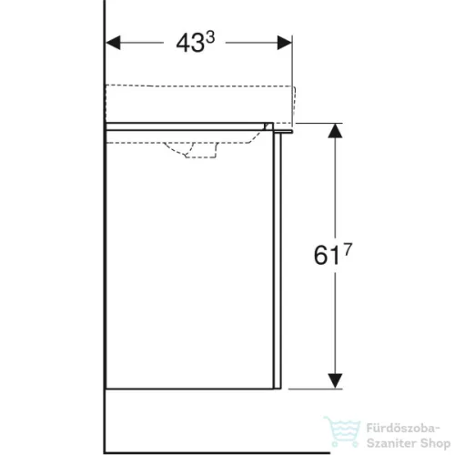 Geberit SMYLE SQUARE 53,6x43,3x61,7 cm-es 1 ajtós alsószekrény 500.259.01.1 mosdóhoz,jobbos,fényes fehér 500.365.00.1