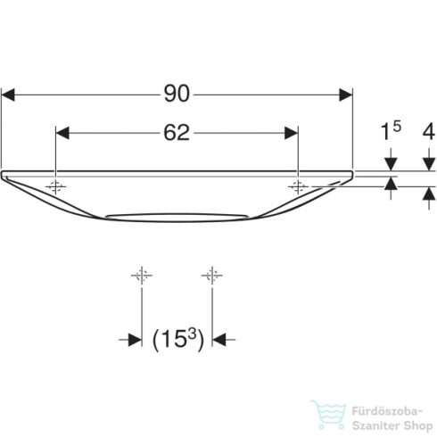 Geberit ONE 90x40 cm-es mosdó csaplyuk-és túlfolyó nélkül,KeraTect mázzal,fényes króm takarólappal,fehér 500.390.01.1