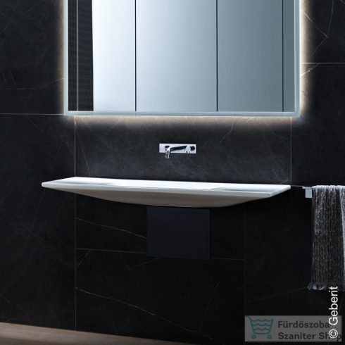 Geberit ONE 90x40 cm-es mosdó csaplyuk-és túlfolyó nélkül,KeraTect mázzal,szálcsiszolt króm takarólappal,fehér 500.390.01.2
