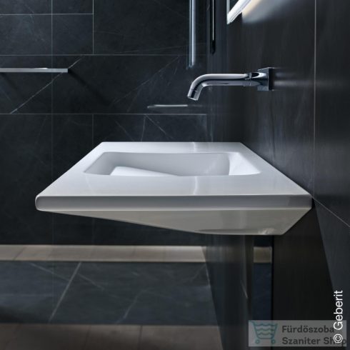 Geberit ONE 120x40 cm-es mosdó csaplyuk-és túlfolyó nélkül,KeraTect mázzal,fényes króm takarólappal,fehér 500.392.01.1