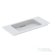   Geberit ONE 90x40 cm-es mosdó One bútorhoz csaplyuk-és túlfolyó nélkül,KeraTect mázzal,szálcsiszolt króm takarólappal,fehér 500.395.01.2