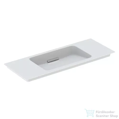 Geberit ONE 105x40 cm-es mosdó One bútorhoz csaplyuk-és túlfolyó nélkül,KeraTect mázzal,szálcsiszolt króm takarólappal,fehér 500.396.01.2