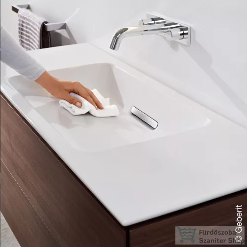 Geberit ONE 105x40 cm-es mosdó One bútorhoz csaplyuk-és túlfolyó nélkül,KeraTect mázzal,szálcsiszolt króm takarólappal,fehér 500.396.01.2
