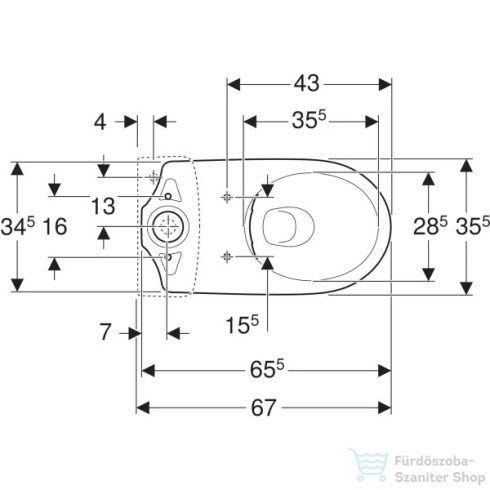 Geberit SELNOVA COMFORT magasított,perem nélküli,hátsó kifolyású,mélyöblítéses monoblokkos wc,fehér 500.486.01.7
