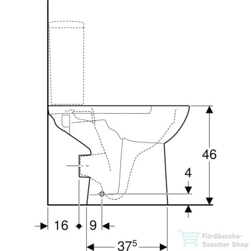 Geberit SELNOVA COMFORT magasított,perem nélküli,hátsó kifolyású,mélyöblítéses monoblokkos wc,fehér 500.486.01.7