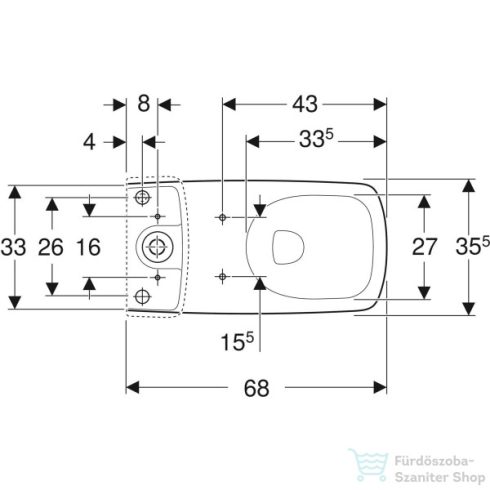 Geberit SELNOVA SQUARE vario kifolyású,perem nélküli mélyöblítéses monoblokkos wc,fehér 500.489.01.7