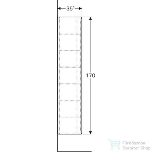 Geberit Xeno² 40x35,1x170 cm-es 1 ajtós oldalsó szekrény belső tükörrel,faerezetes szürke 500.503.43.1