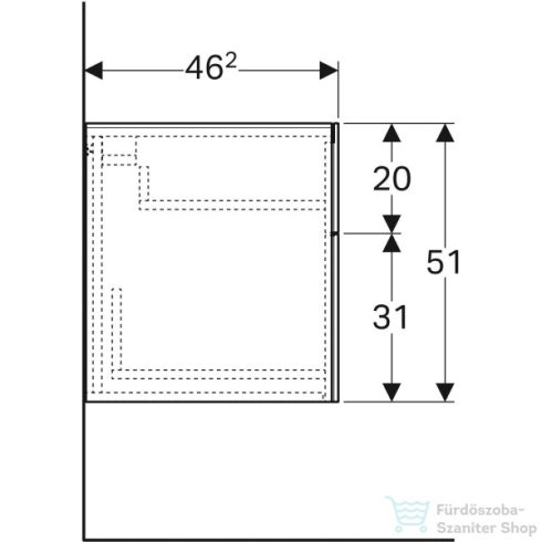 Geberit ICON 45x46,2x51 cm-es 2 fiókos oldalsó szekrény,fényes fehér 500.504.01.1