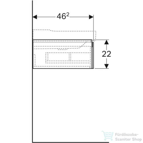 Geberit XENO² 88x46,2x22 cm-es 1 fiókos alsószekrény LED világítással,matt szürke 500.508.00.1