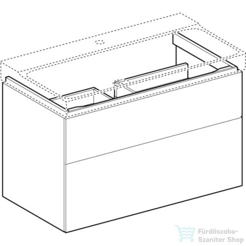 Geberit Xeno² 88x46,2 cm-es 2 fiókos alsószekrény mosdóhoz LED világítással,matt szürke 500.509.00.1