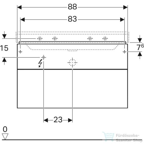 Geberit Xeno² 88x46,2 cm-es 2 fiókos alsószekrény mosdóhoz LED világítással,matt szürke 500.509.00.1