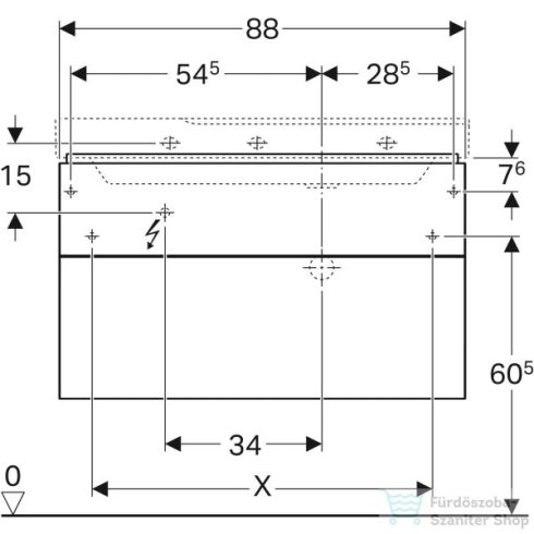 Geberit XENO² 88x46,2x22 cm-es 2 fiókos alsószekrény LED világítással,greige 500.516.00.1