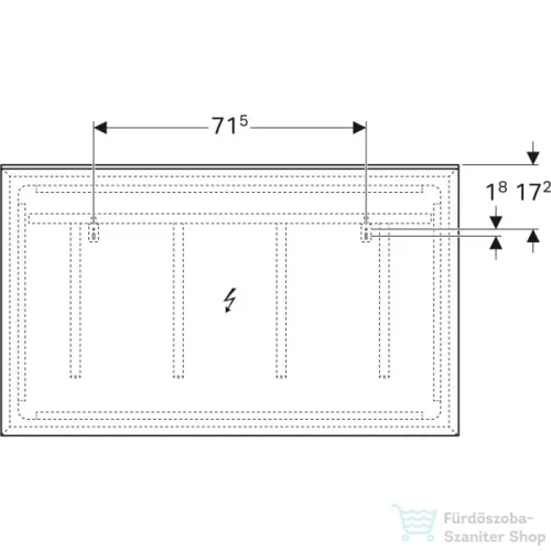 Geberit Xeno² 120x71 cm-es tükör LED világítással,szálcsiszolt alumínium 500.519.00.1