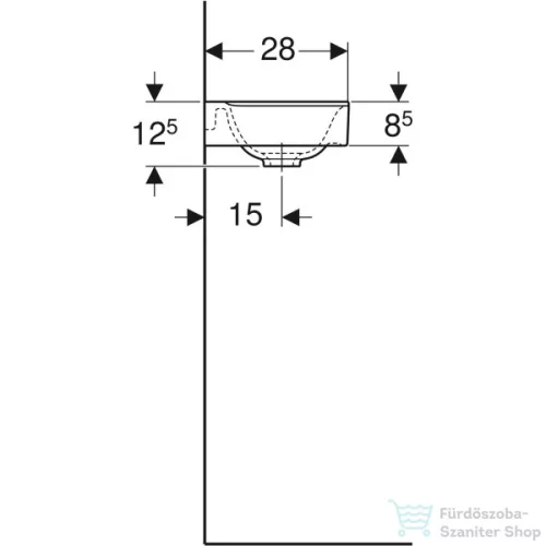 Geberit Xeno² 40x28 cm-es mosdó túlfolyó nélkül,bal oldali csaplyukkal,KeraTect mázzal,fehér 500.528.01.1