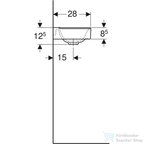 Geberit Xeno² 40x28 cm-es mosdó túlfolyó nélkül,jobb oldali csaplyukkal,KeraTect mázzal,fehér 500.529.01.1