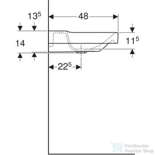Geberit XENO² 60x48 cm-es mosdó túlfolyó nélkül,KeraTect mázzal,fehér 500.530.01.1