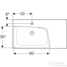 Geberit XENO² 90x48 cm-es mosdó jobb oldali pakolófelülettel,túlfolyó nélkül,KeraTect mázzal,fehér 500.533.01.1
