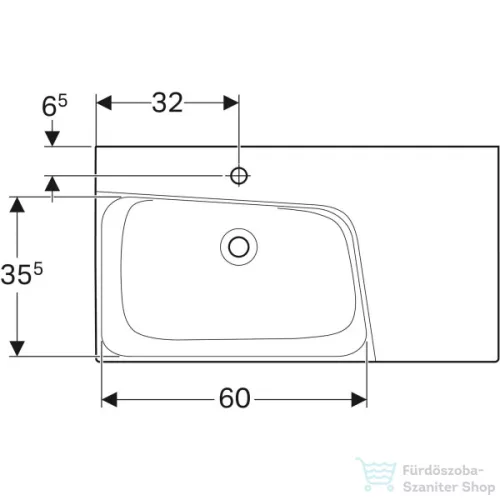 Geberit XENO² 90x48 cm-es mosdó jobb oldali pakolófelülettel,túlfolyó nélkül,KeraTect mázzal,fehér 500.533.01.1