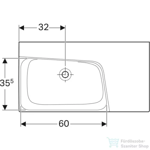 Geberit XENO² 90x48 cm-es mosdó jobb oldali pakolófelülettel,csaplyuk-és túlfolyó nélkül,KeraTect mázzal,fehér 500.534.01.1