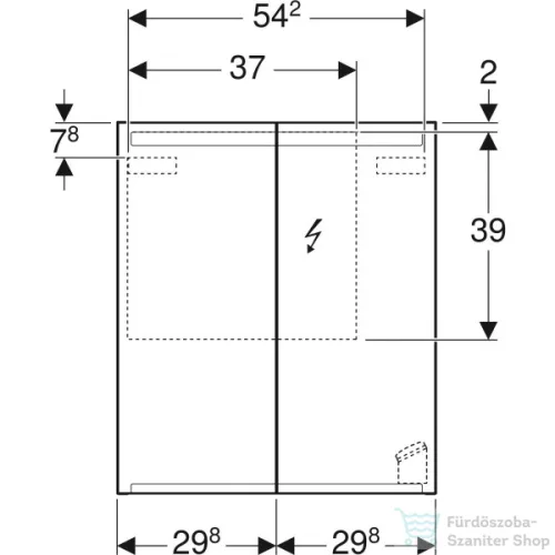 Geberit OPTION 60x70 cm-es kétajtós tükrös szekrény LED világítással,500.582.00.1