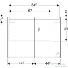 Geberit OPTION 90x70 cm-es kétajtós tükrös szekrény LED világítással,500.583.00.1