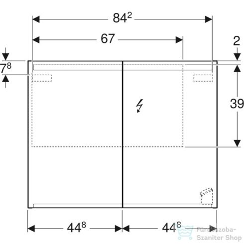Geberit OPTION 90x70 cm-es kétajtós tükrös szekrény LED világítással,500.583.00.1