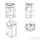 AQUALINE KERAMIA FRESH mosdótartó szekrény, 51x74x34cm, platina tölgy 50058