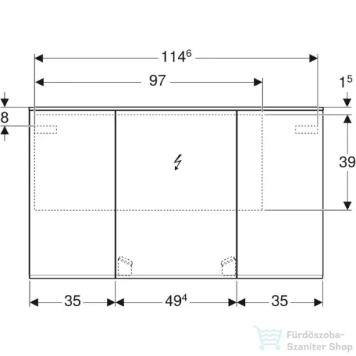 Geberit OPTION PLUS 120x70 cm-es 3 ajtós tükrös szekrény LED világítással,külső/belső tükörrel 500.592.00.1