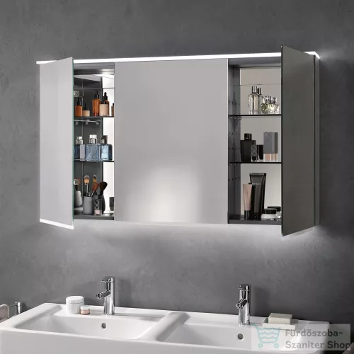 Geberit OPTION PLUS 120x70 cm-es 3 ajtós tükrös szekrény LED világítással,külső/belső tükörrel 500.592.00.1