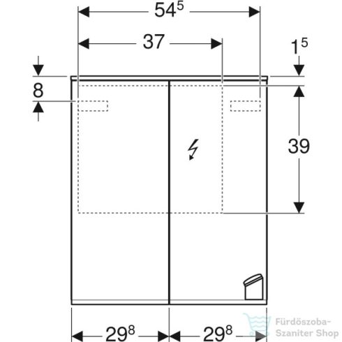 Geberit OPTION PLUS 60x70 cm-es 2 ajtós tükrös szekrény LED világítással,külső/belső tükörrel 500.593.00.1